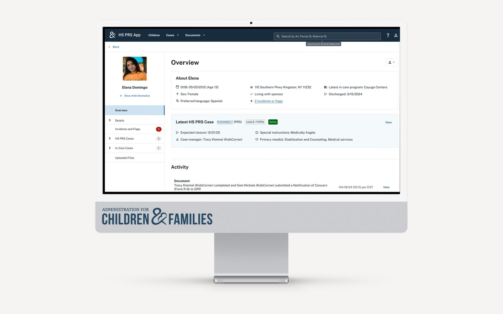 ACF ORR Case Management application cover