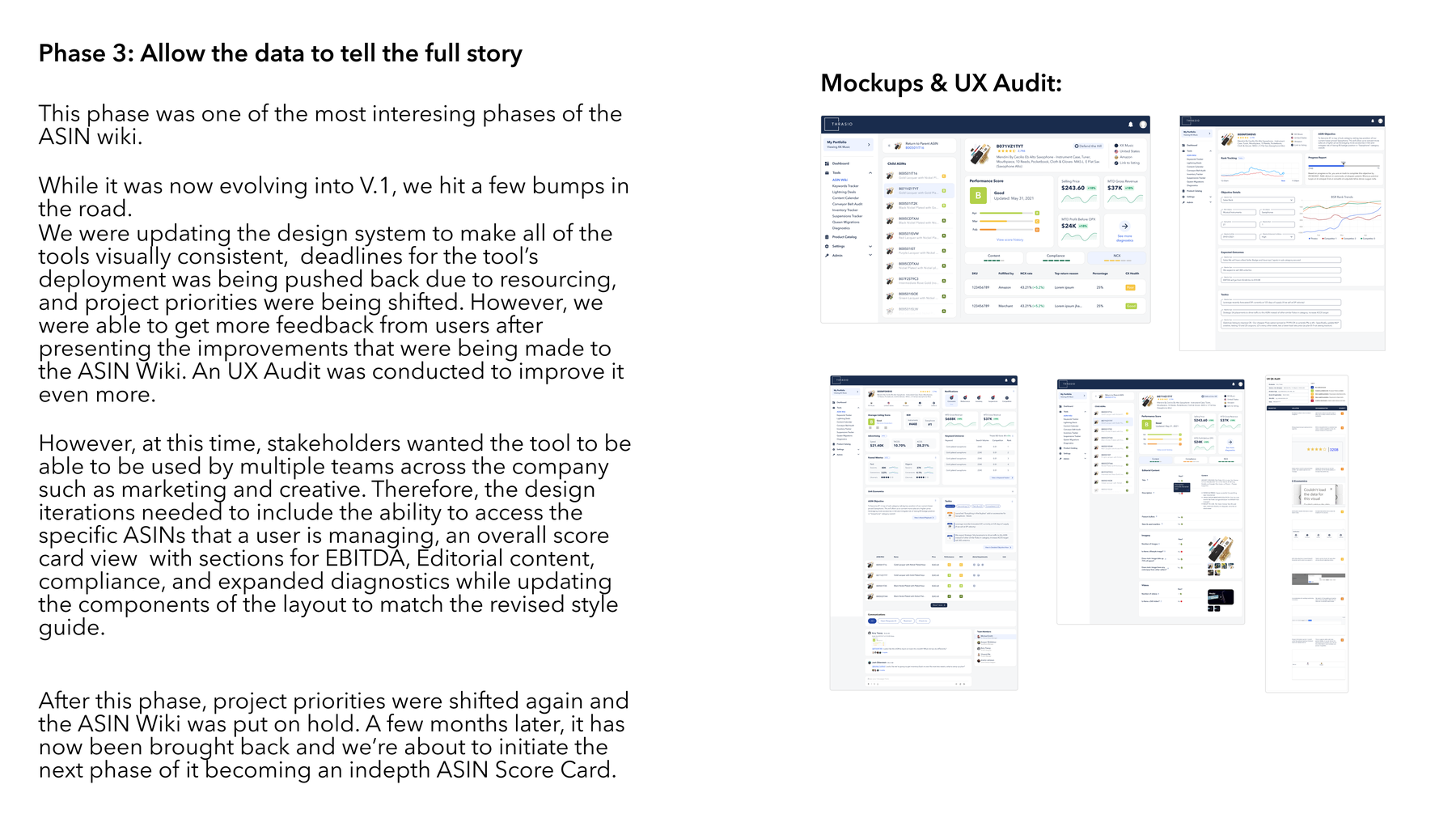 Phase 3: Allow the data to tell the full story — mockups and UX audit of the evolving ASIN Wiki
