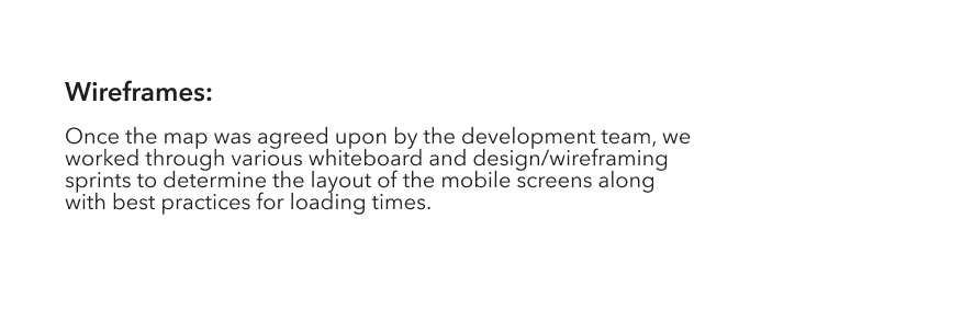 Wireframes — determining mobile screen layout through whiteboard and design sprints